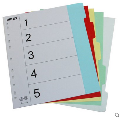 卓联ZL5605 5页纸质分页纸 彩色分类纸 5色索引分类纸