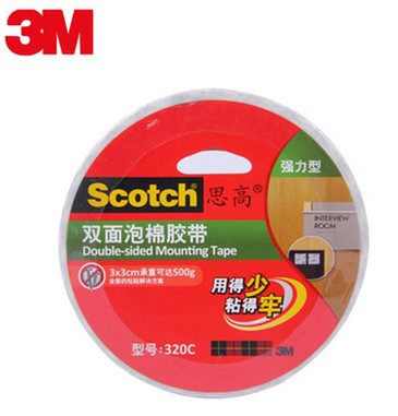 3M Scotch/思高 320C高效型双面泡棉胶带24mm*5.5m 耐高温 防潮抗UV