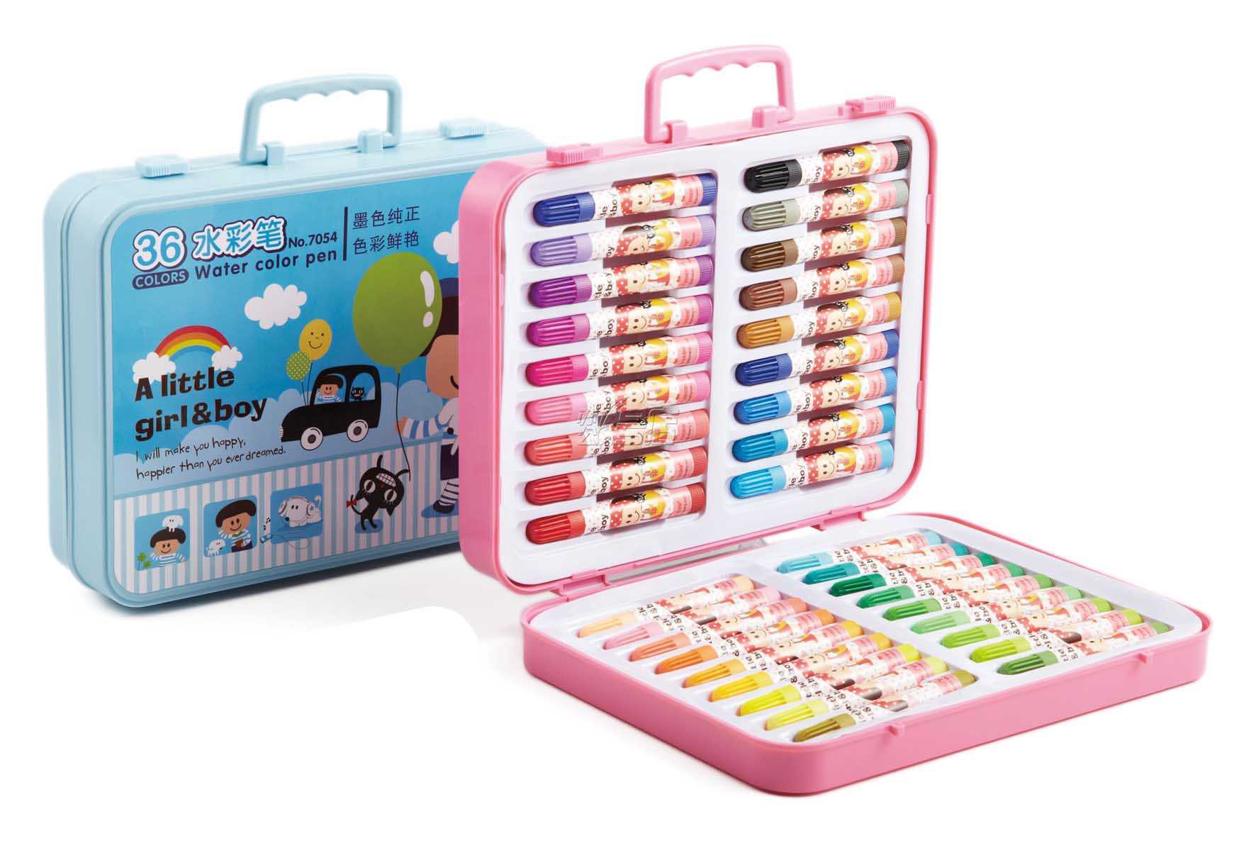 得力7054水彩笔 彩色水笔 儿童绘画笔水性水彩笔 36色盒装水彩笔