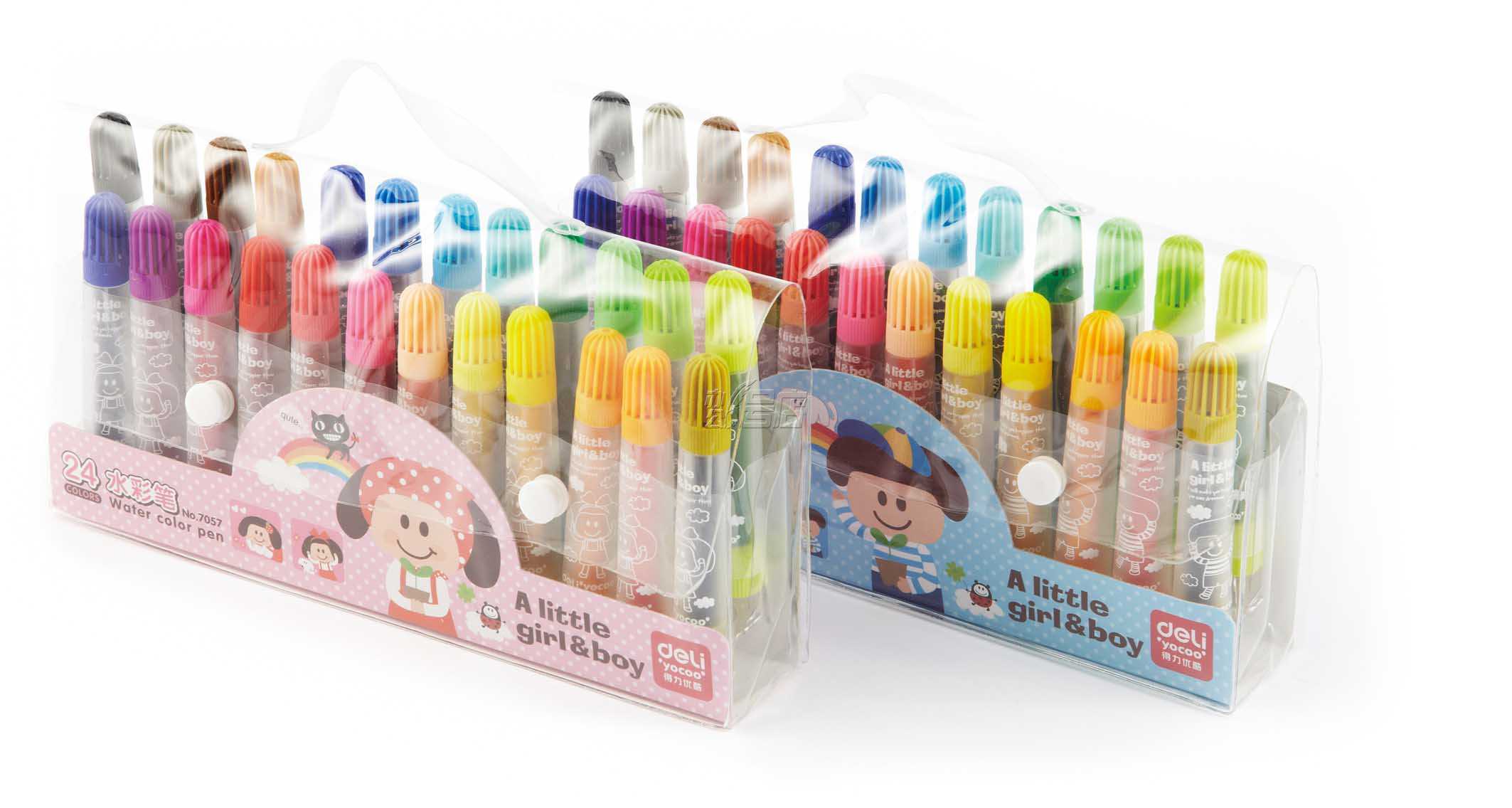 得力7057水彩笔 彩色水笔 儿童绘画笔水性水彩笔 得力24色水彩笔