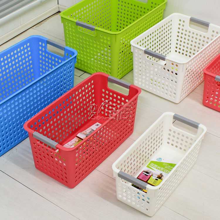 日式双色塑料收纳筐桌面橱柜置物篮整理筐