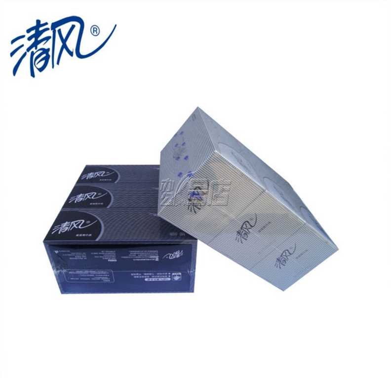 清风A338SHTW盒装面巾纸200抽黑白装 商务用纸巾