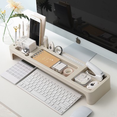 办公室桌面简约键盘收纳架塑料整理盒电脑桌增高架6301
