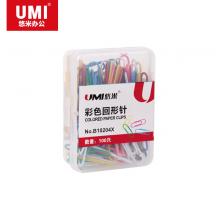 悠米(UMI)彩色回形针(塑盒装，100pcs/盒) B10204X 配(红、黄、蓝、绿、白、粉红)