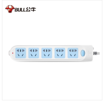公牛(BULL)GN-602(蓝白)新国标五位总控 电源插线板 3M吸